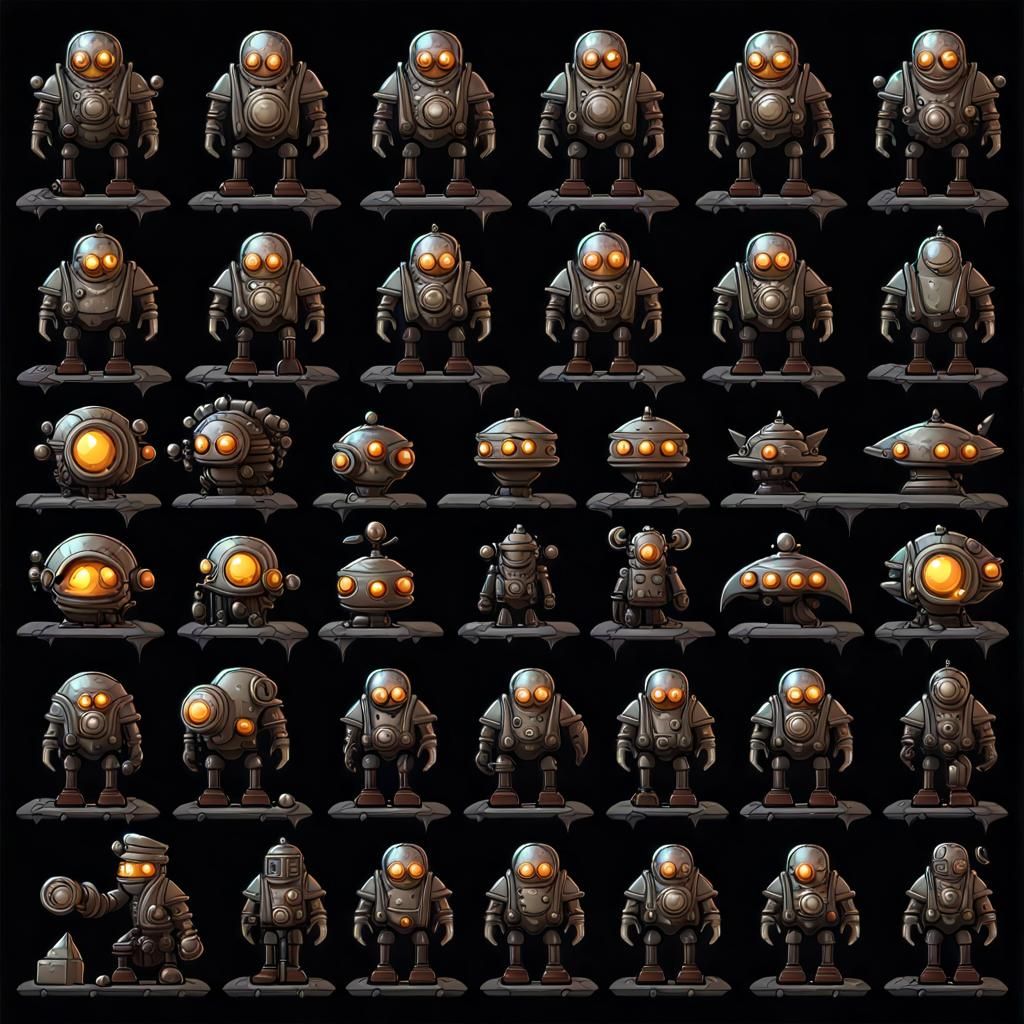Sci-Fi Steampunk Game Sprite Sheet