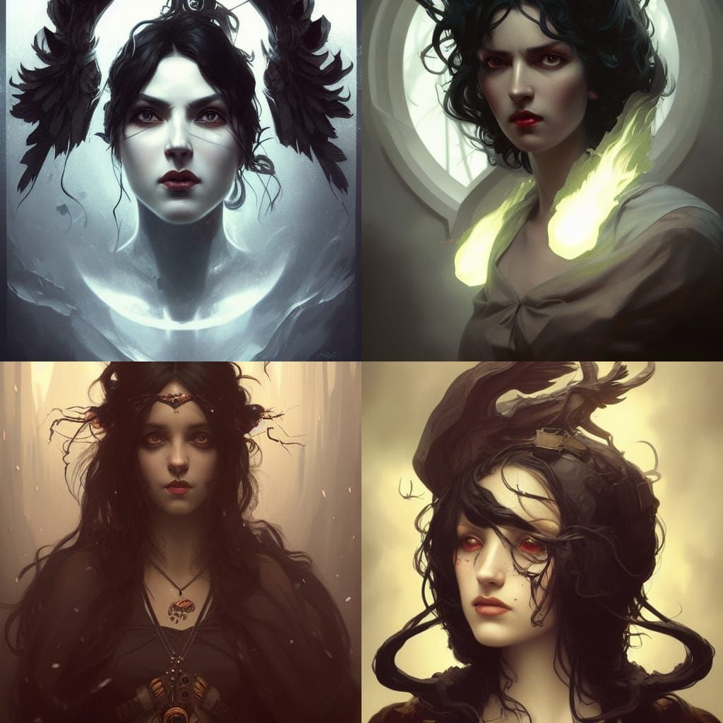 Victorian Witch Portrait in Hyperdetailed Fantasy Art