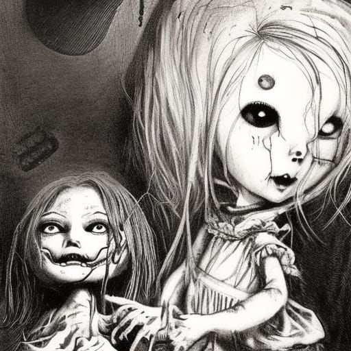 Scary Horror Girl with Music Box, Umezu Style