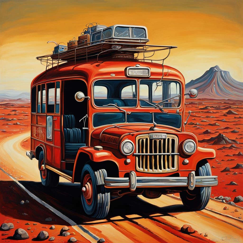 Surreal Jeepney on Red Planet Desert Road