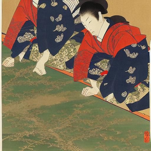 Samurai Drinking Sencha in Ukiyo-e Style