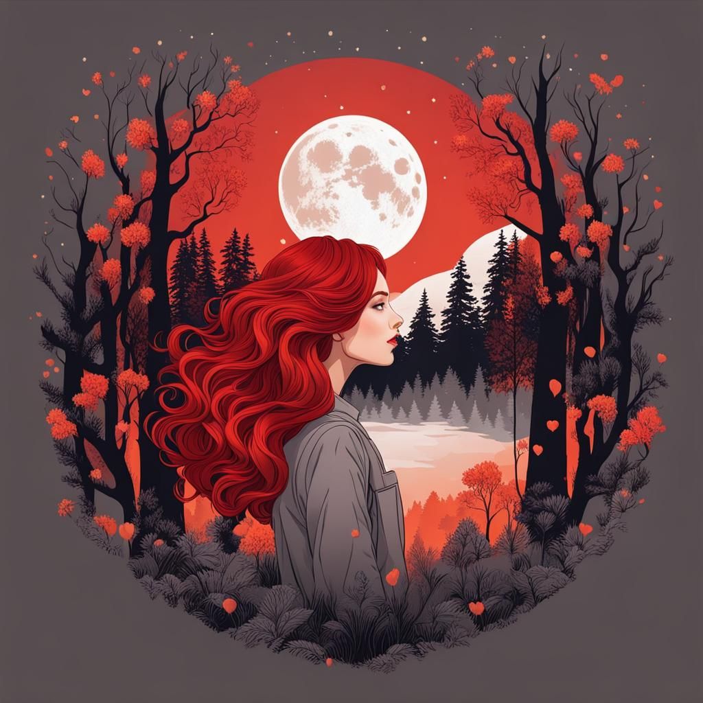 Broken Heart Held by Woman Under Moonlight