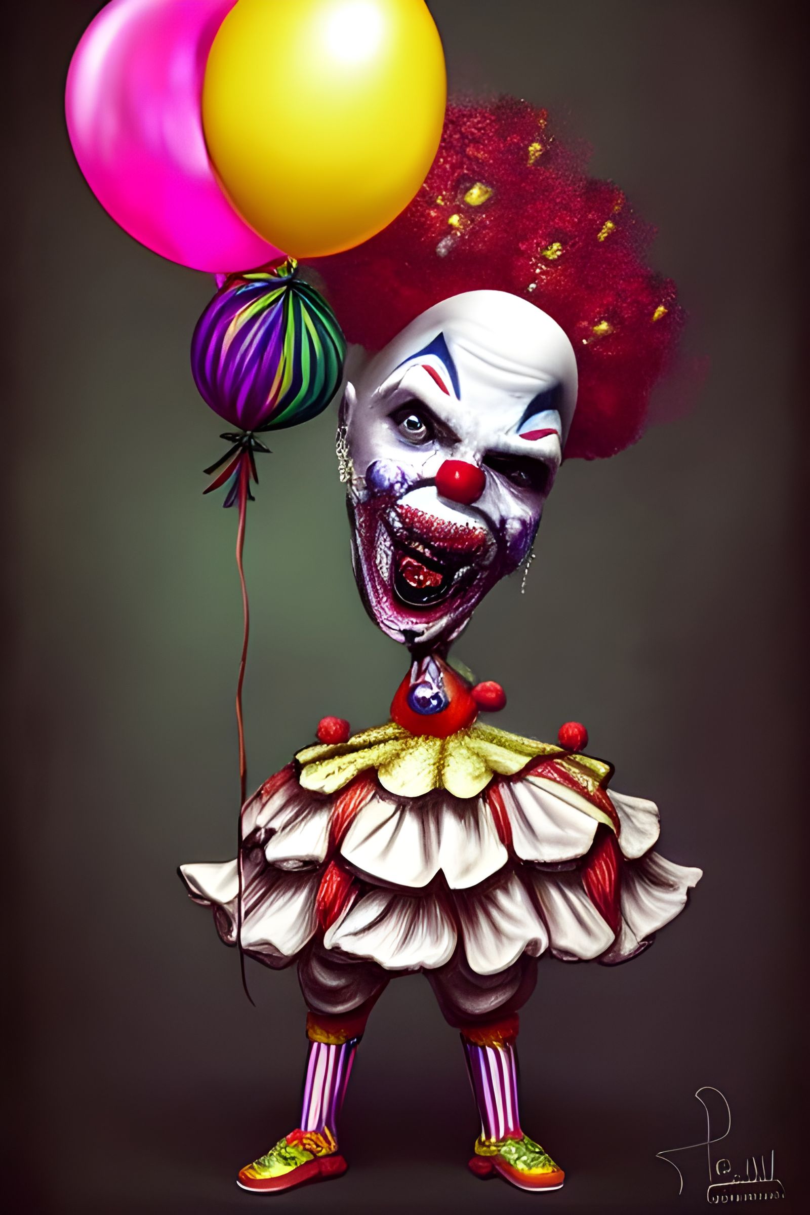 Primordial Dwarf in Rococo Dress, Clown Face