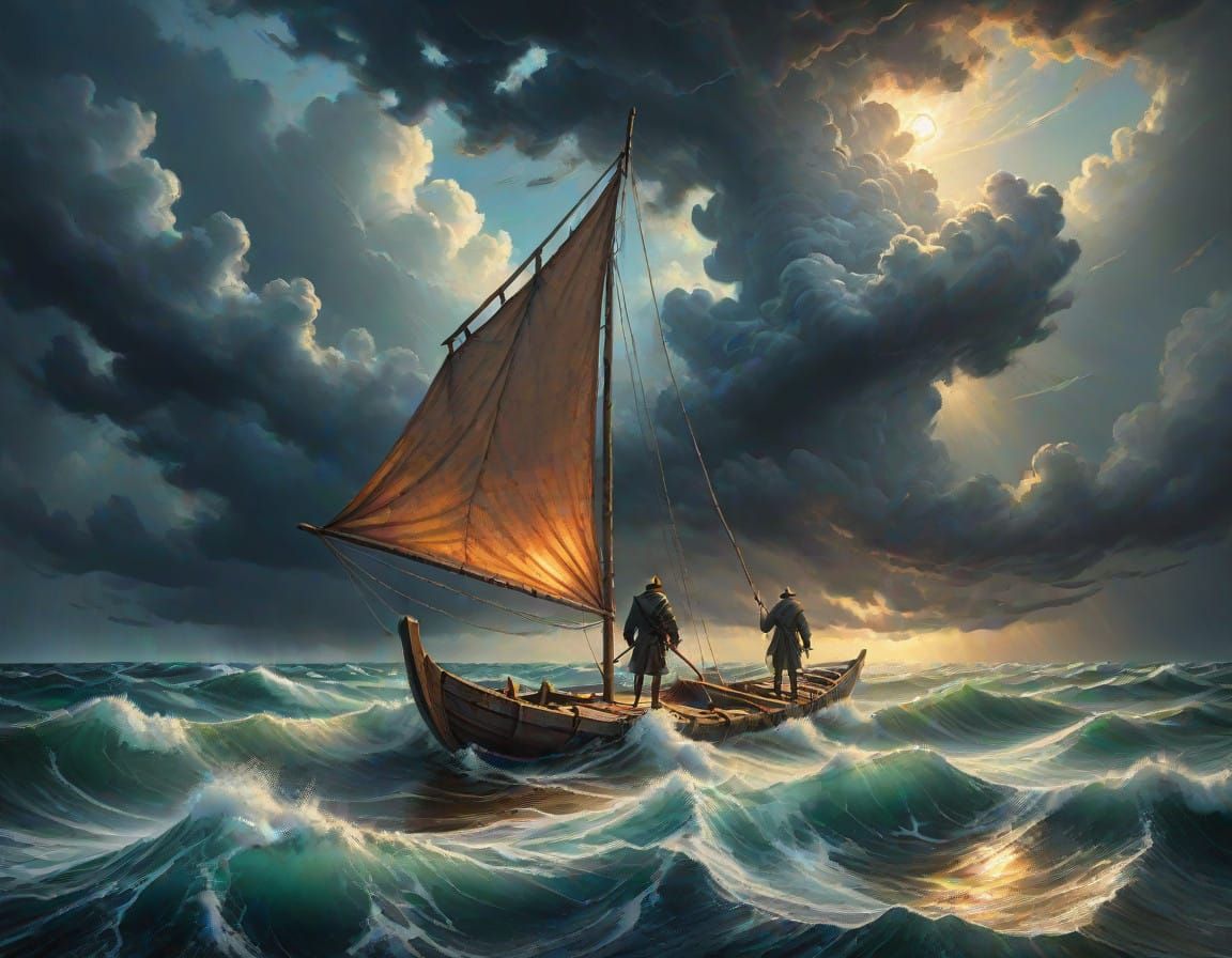 Stormy Seascape in Vibrant Oil Painting