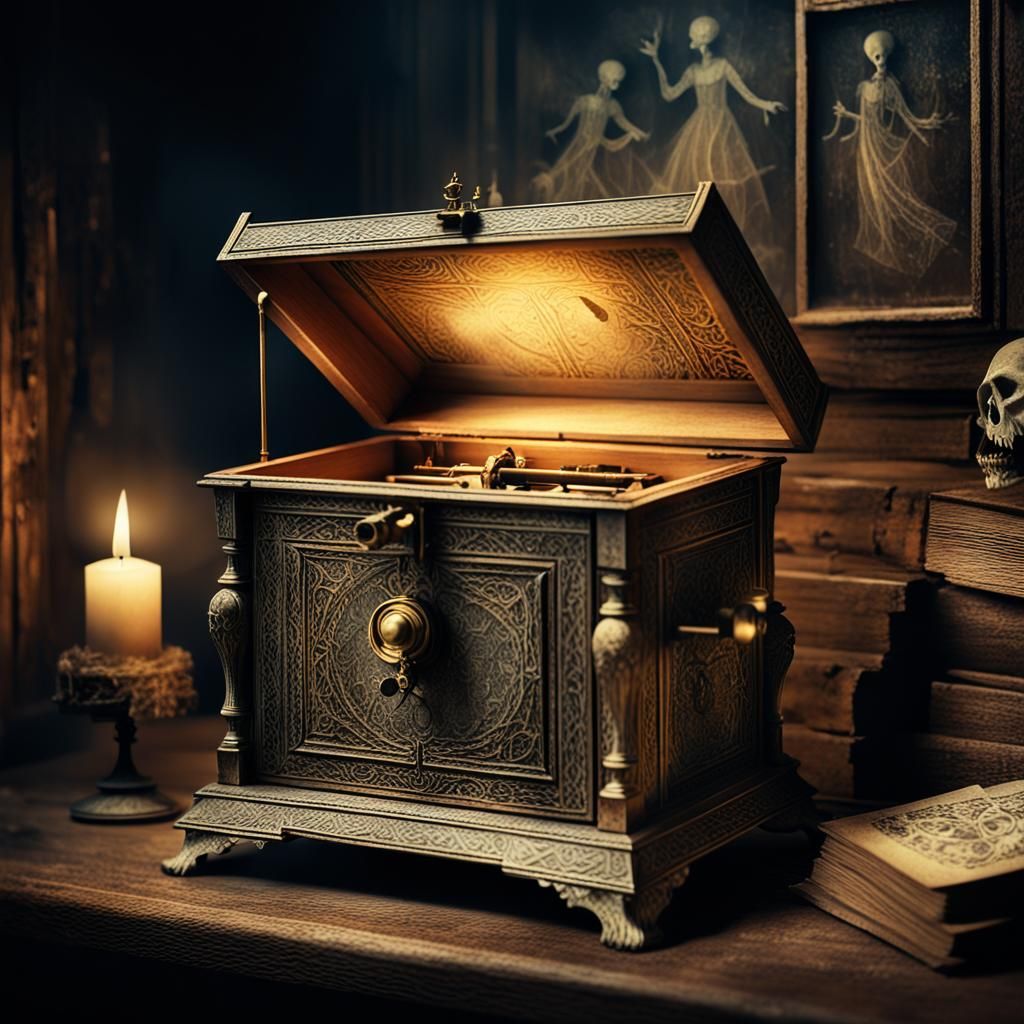 Ghostly Music Box in Dark Fantasy Style