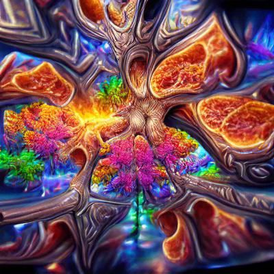 Psychedelic DMT Portal with Fluorescent Tree