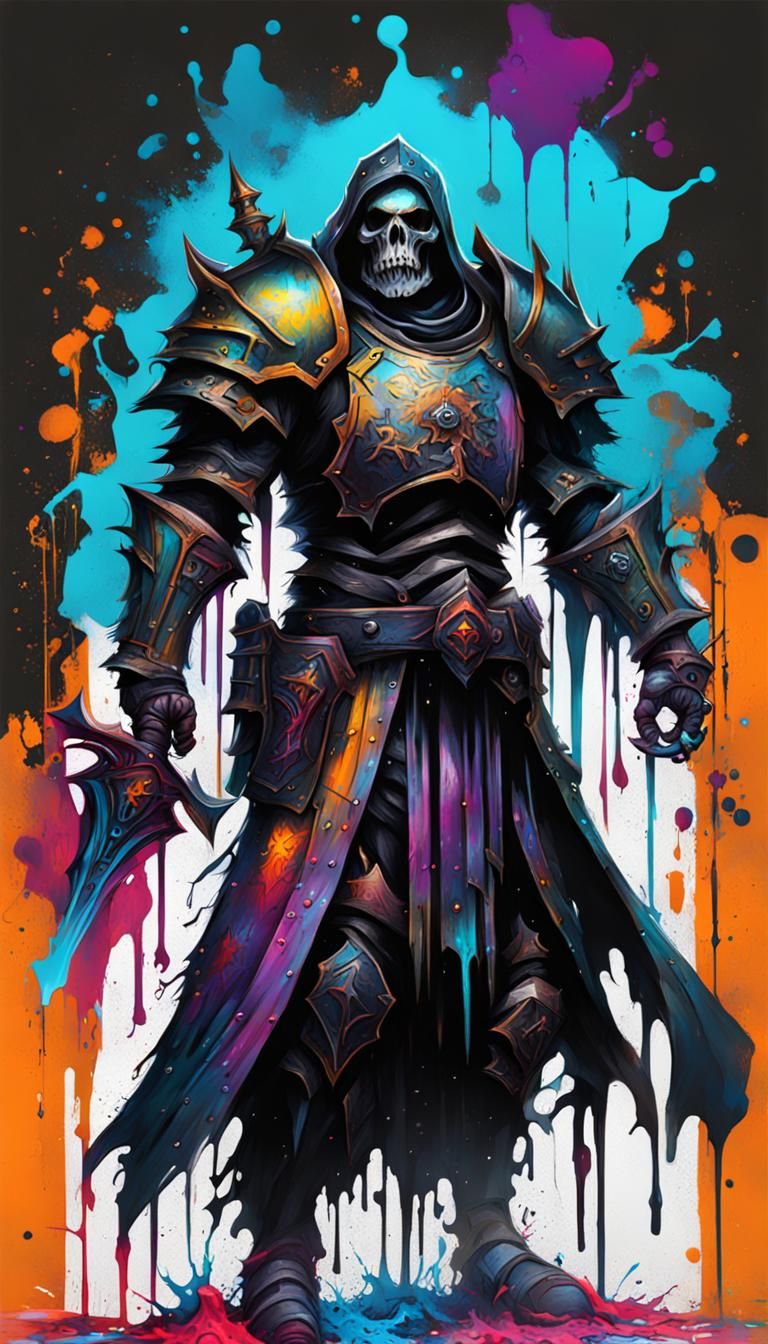 Death Knight Graffiti Art in Polychromatic Colors