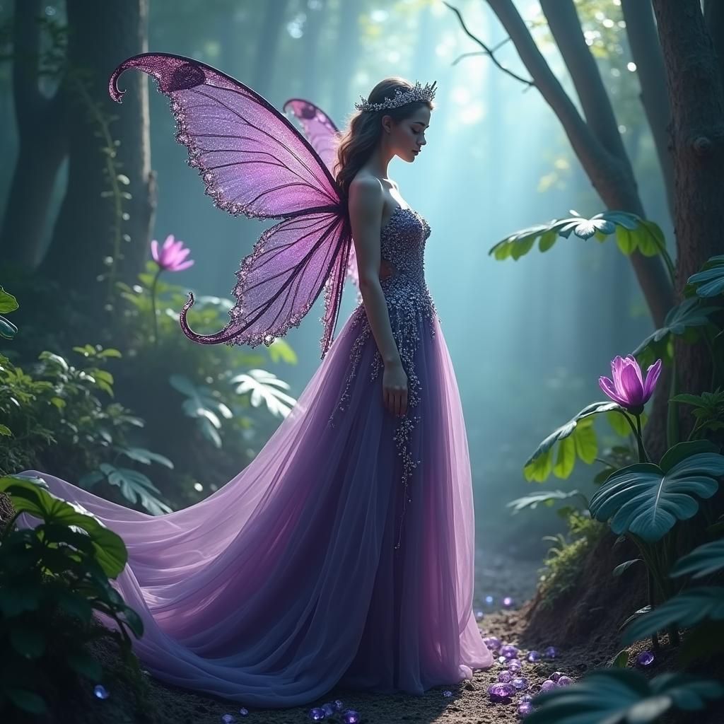 Enchanted Fairy Princess in Tropical Forest Dreamscape