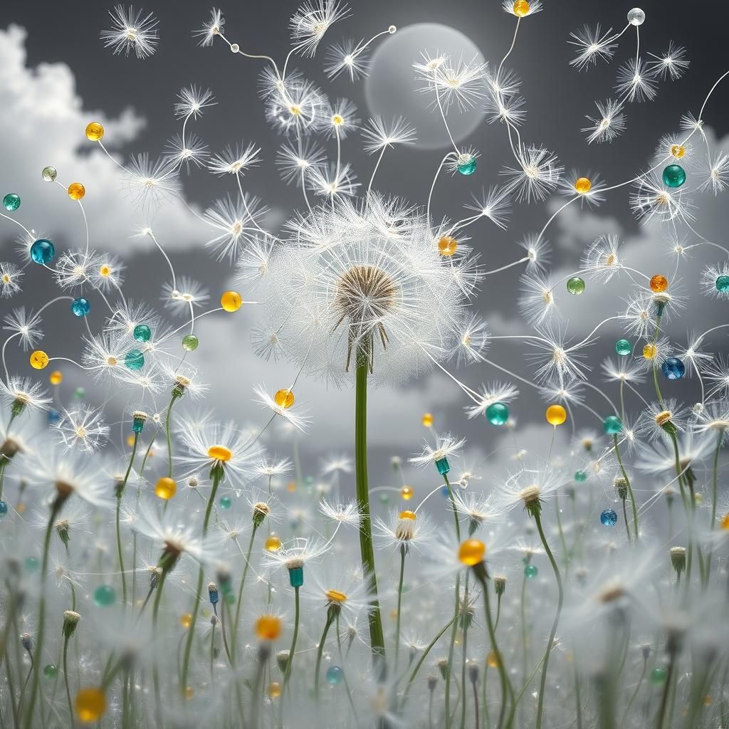 Glass Dandelion Dreamscape in Surrealist Style