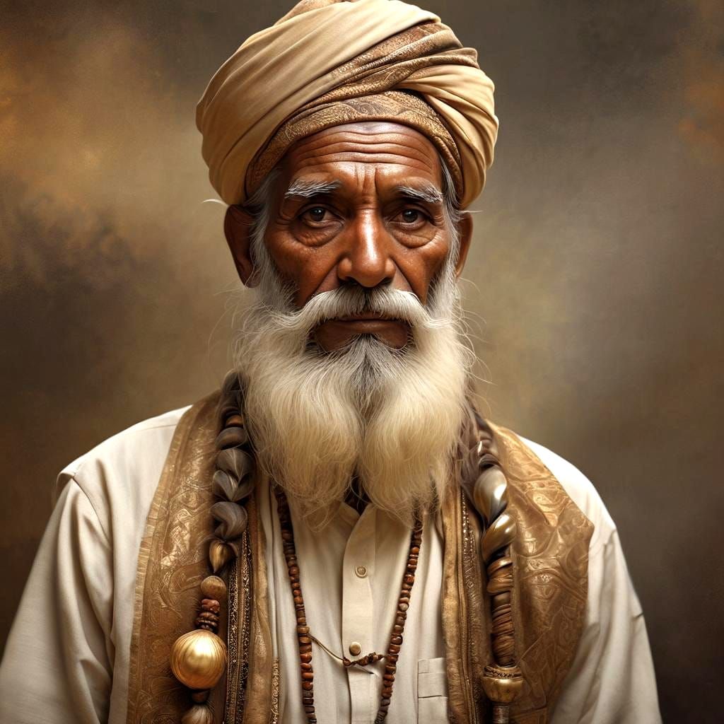 Hyper-Realistic Portrait of Elderly Indian Man