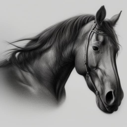 Detailed Charcoal Horse Portrait in Matte Painting Style