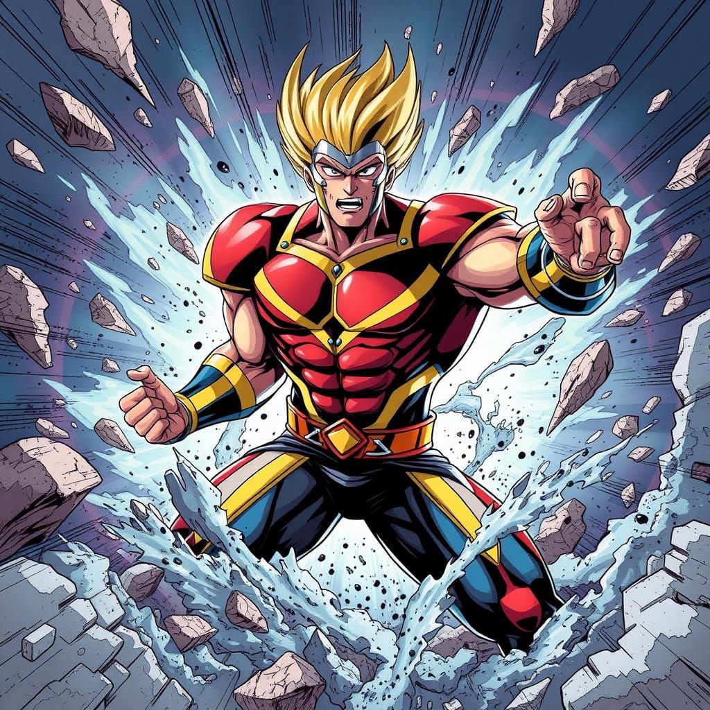 All Might Dynamic Anime Smash in Vibrant Colors