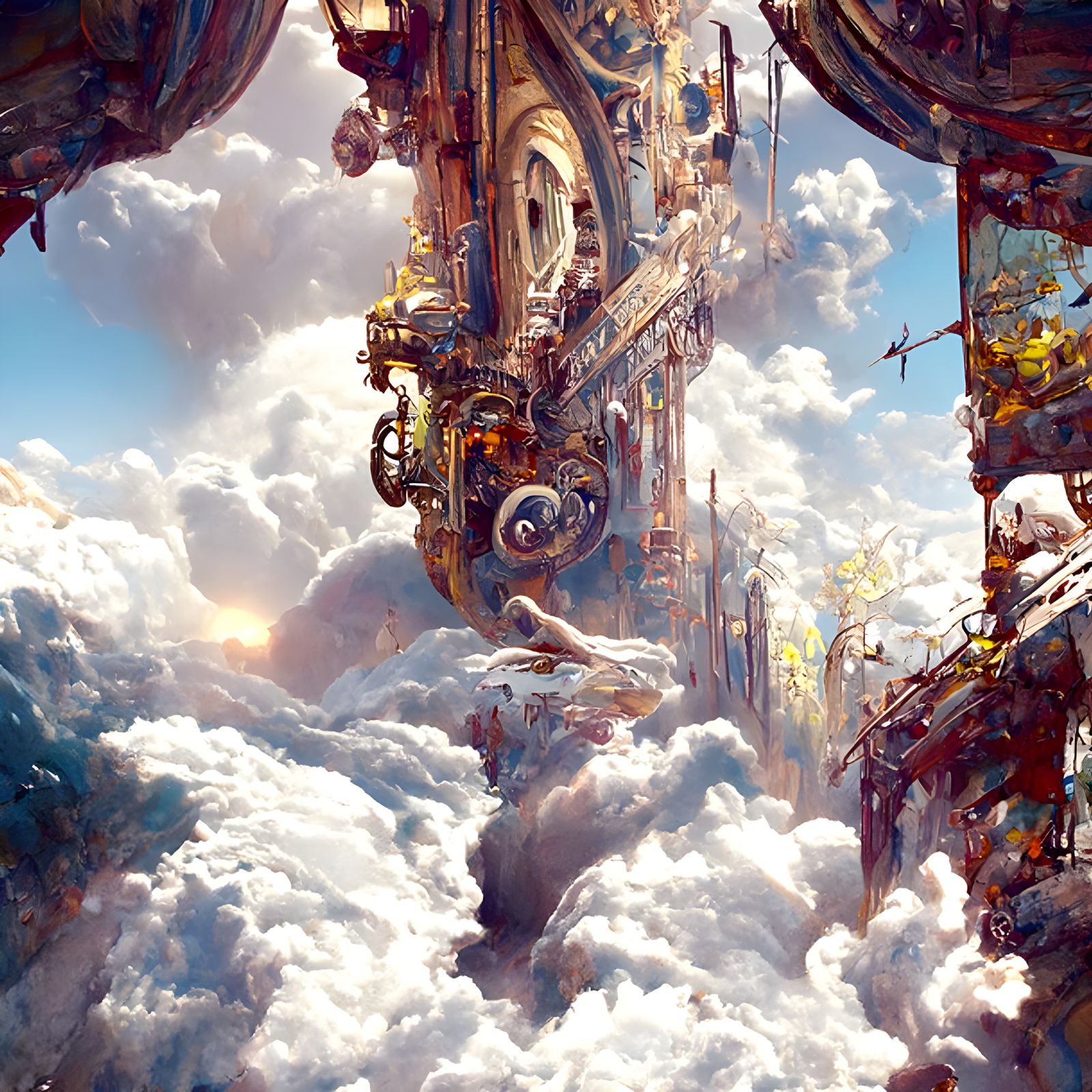 Mechanical Angel's Descent: Clockwork and Agony