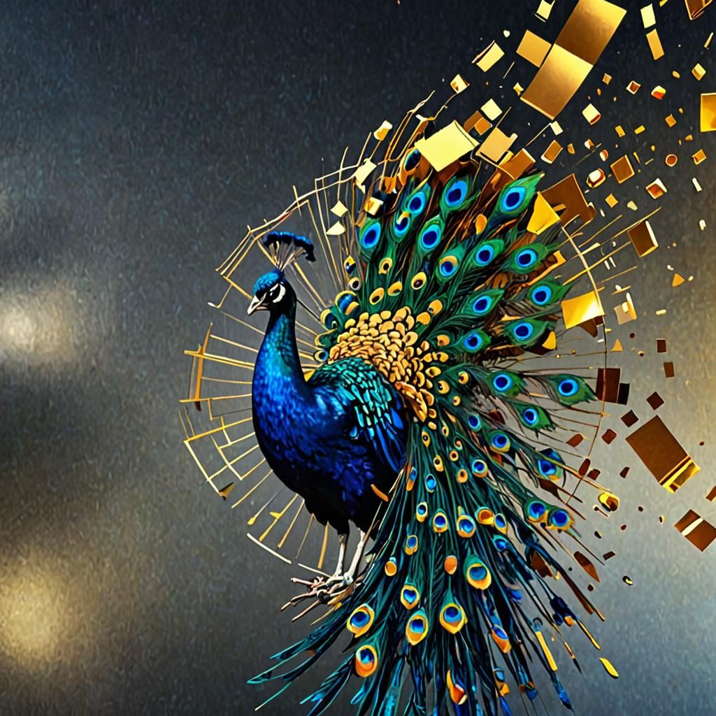 Brilliant Blue Letter Ô in Glitch Art Style