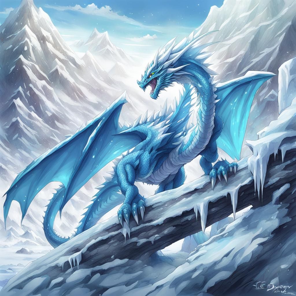 Icy Dragon in Anime Style