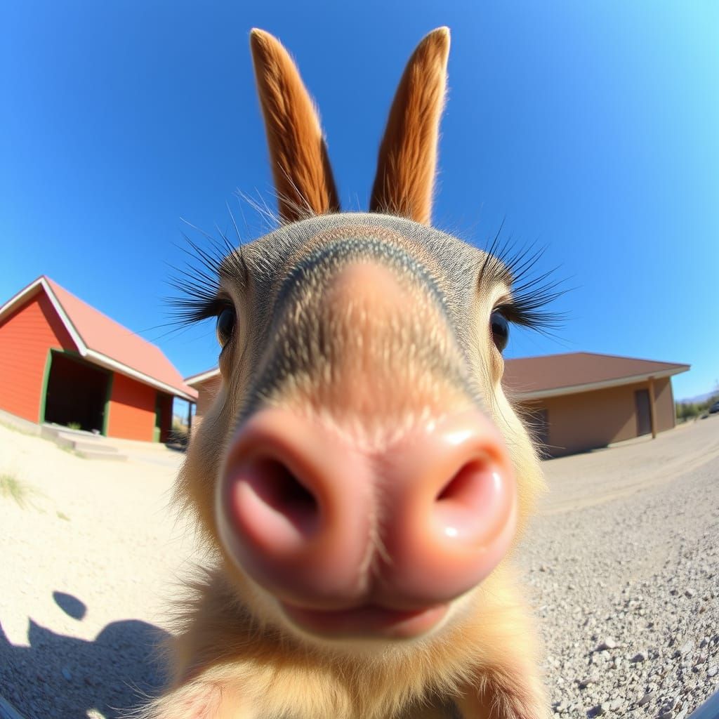 Awkward Aardvark Selfie in Fisheye