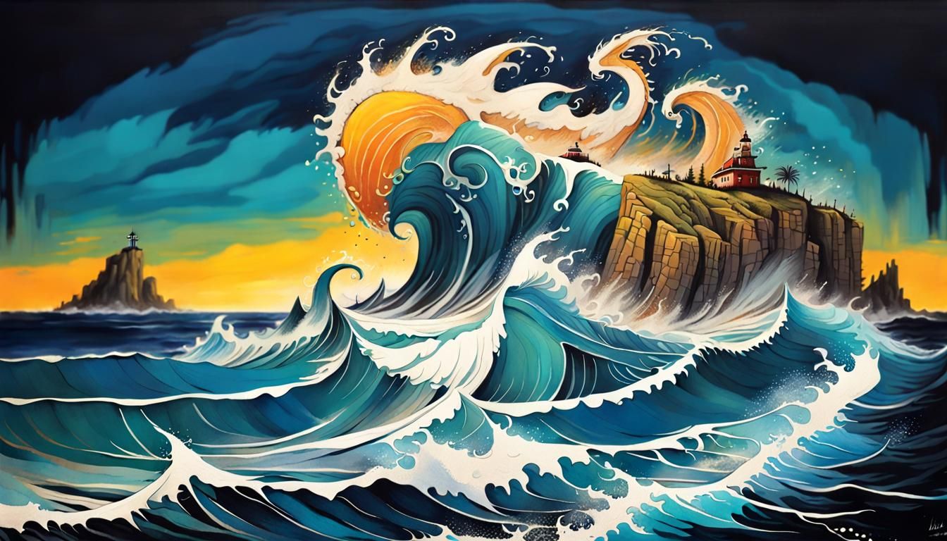 Sea Serpent Emerges from Majestic Ocean Waves