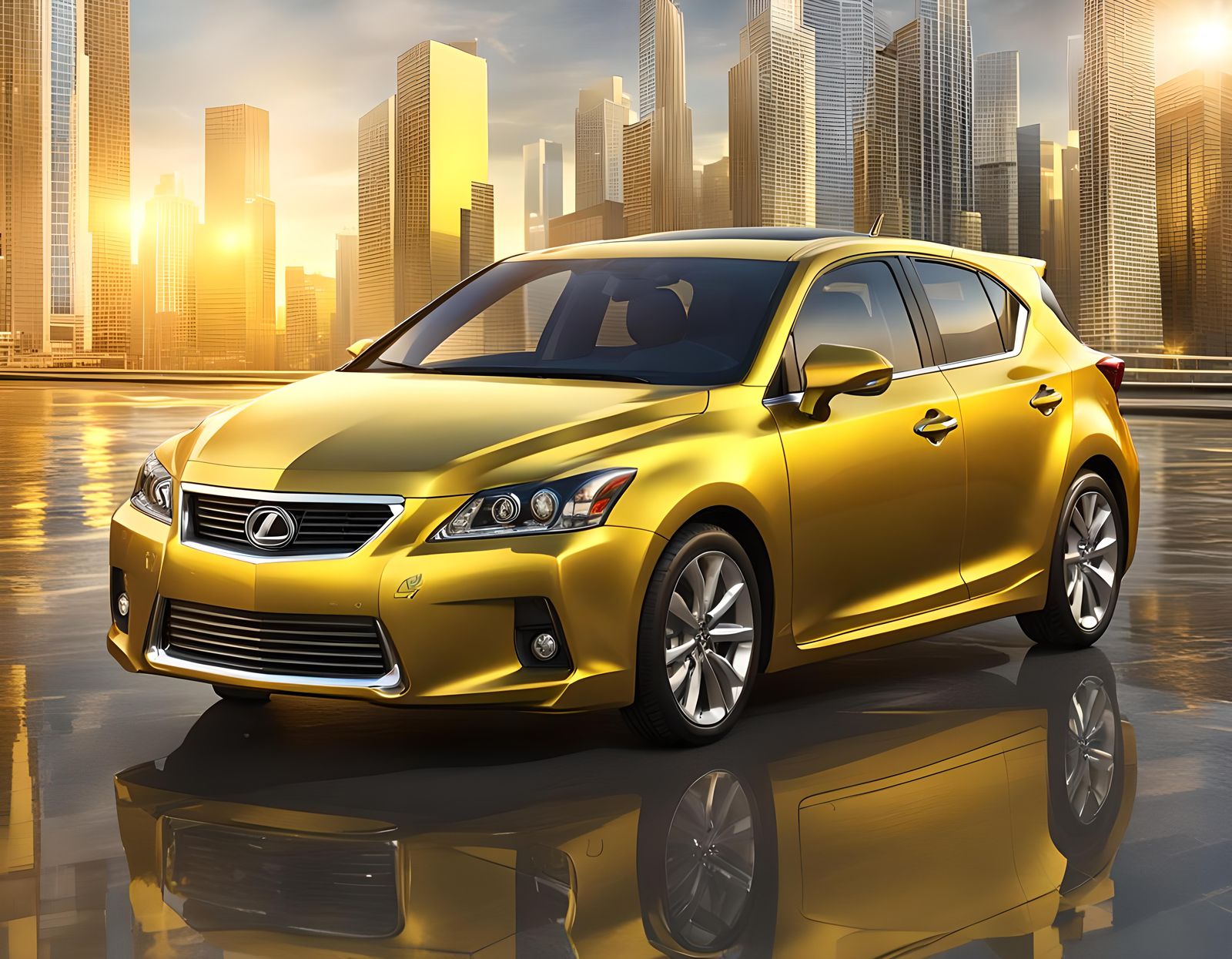 Yellow 2013 Chevrolet Lexus CT200h Hatchback