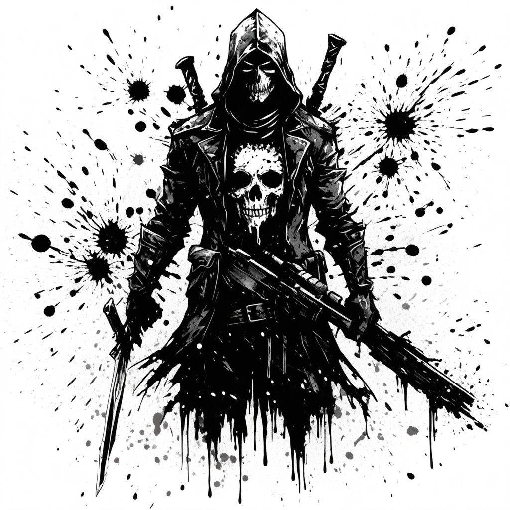 Bleak Ominous World in Ink Splatter Art