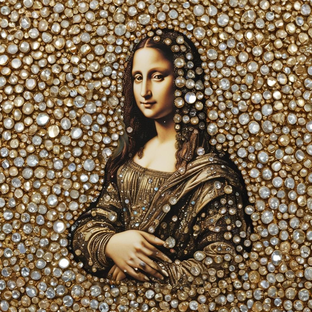 Bedazzled Mona Lisa with Shimmering Jewels
