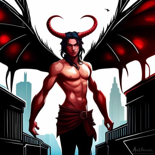 Winged Tiefling Portrait in Hyperdetailed Style