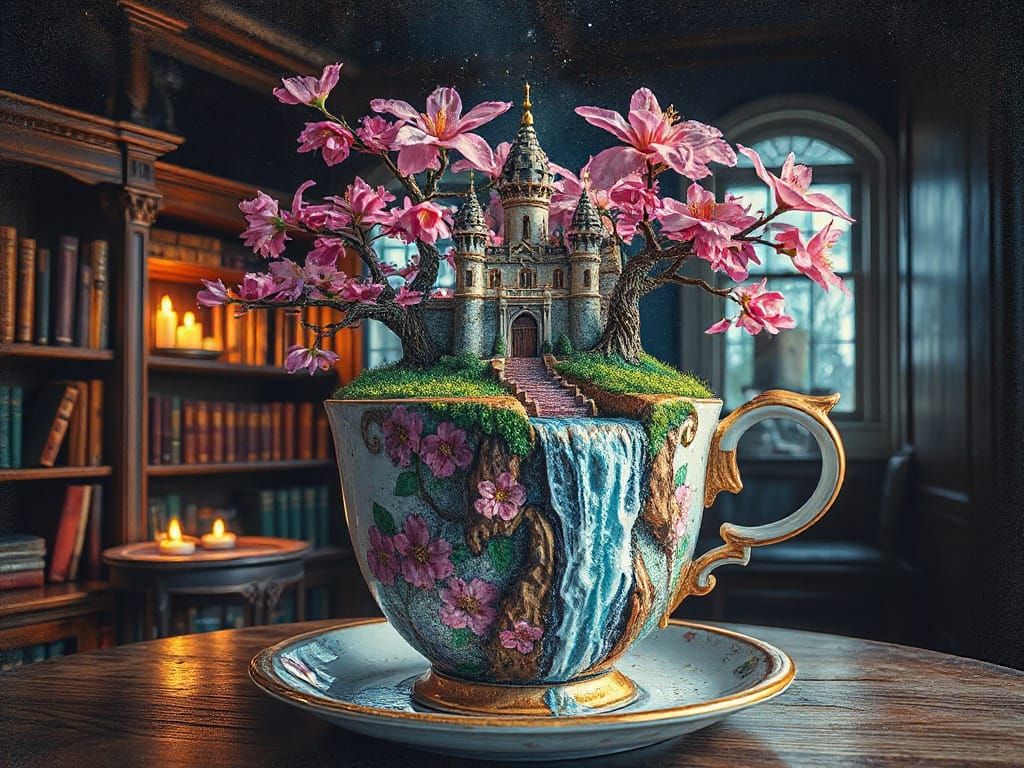 Microscopic Castle in Teacup: Fine Art Photography