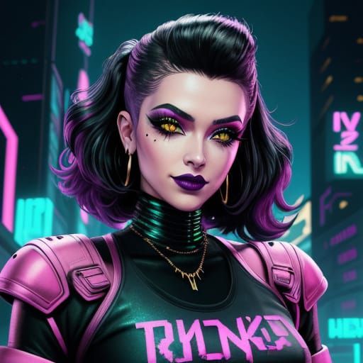 Glamour Punk in Neon Dreamscape