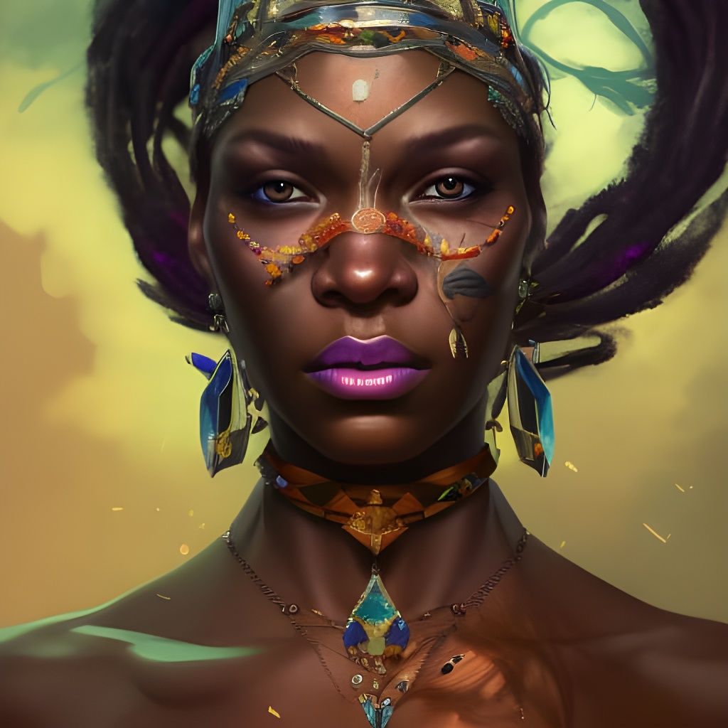 Detailed Portrait of a Voodoo Queen in Fantasy Style