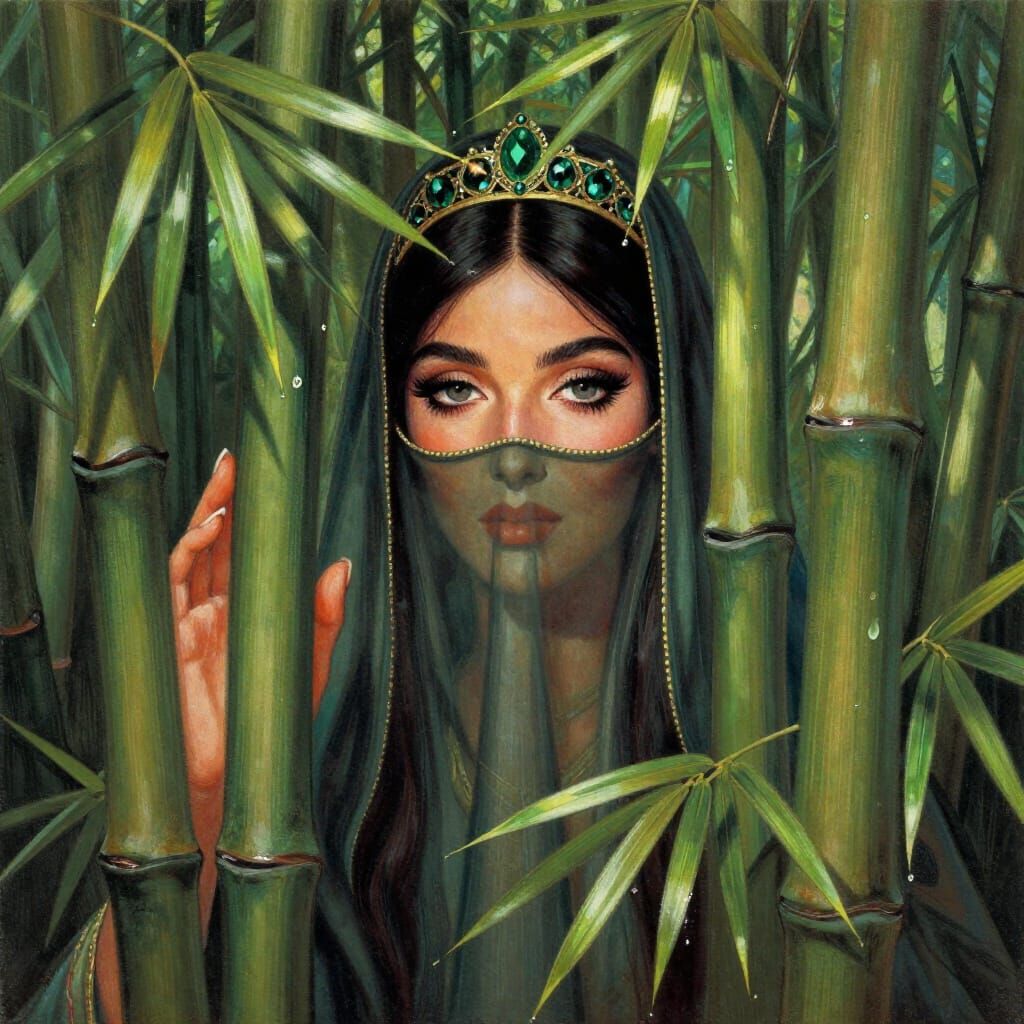 Desert Princess Emerges from Bamboo Forest