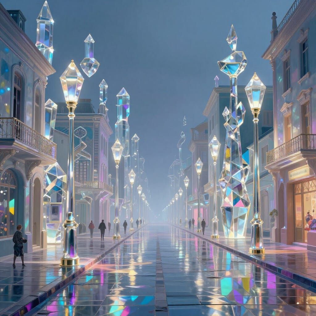 Crystal Streets Ethereal Luminescence Surreal Style