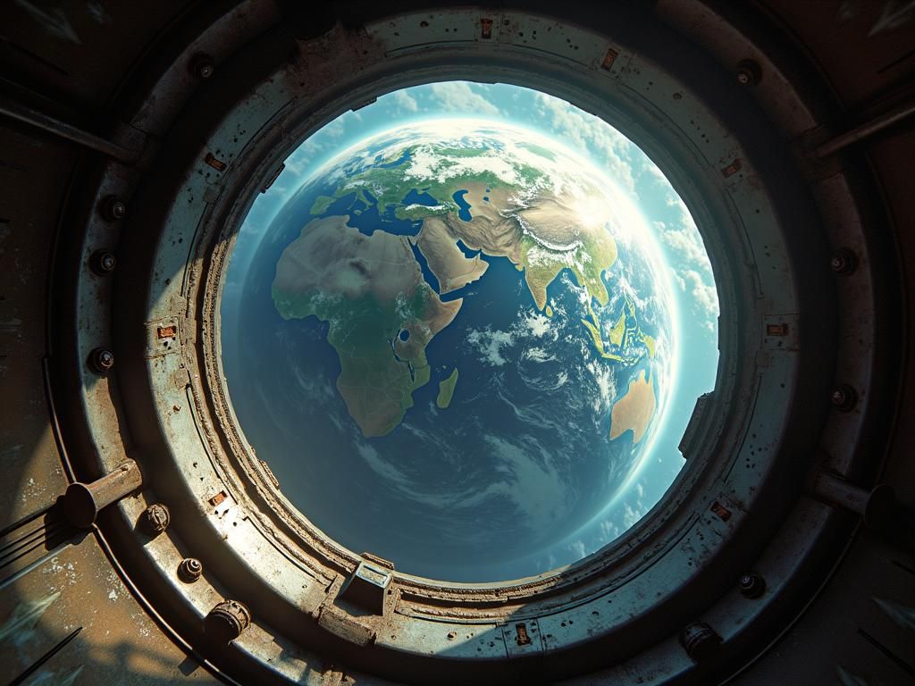 Earth Seen From Alien Spaceship Porthole