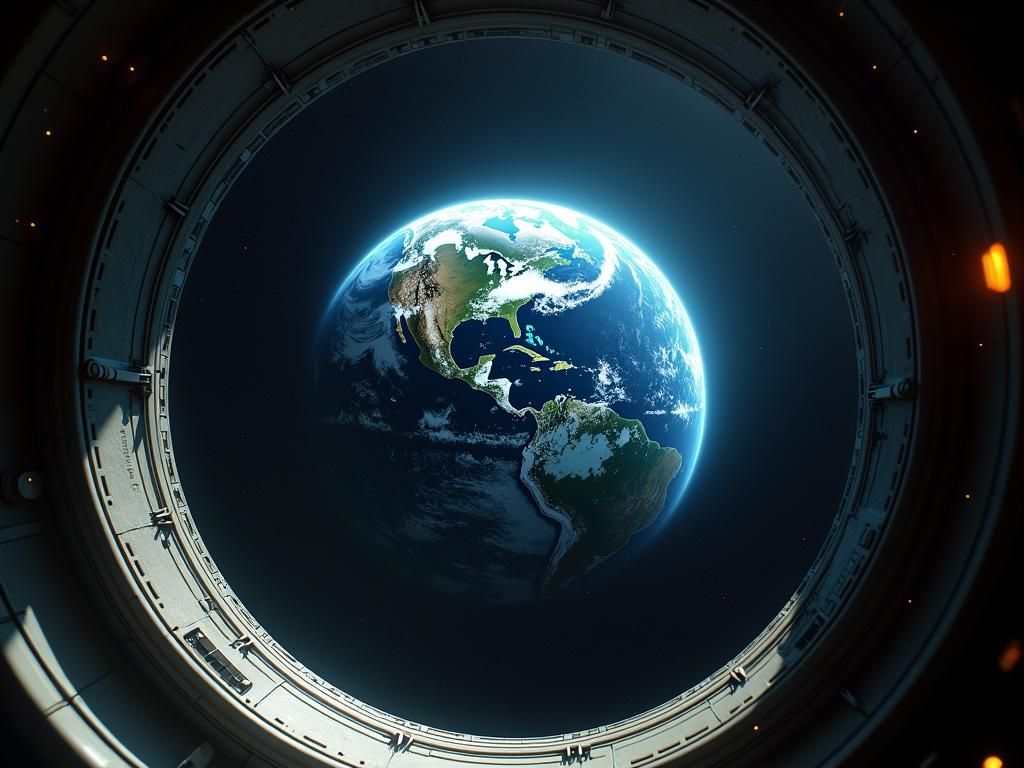 Earth from Alien Spaceship: A Cinematic View