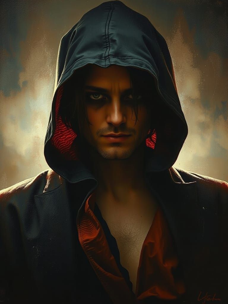 Mysterious Figure in Dramatic Light: Oil Painting Techniques