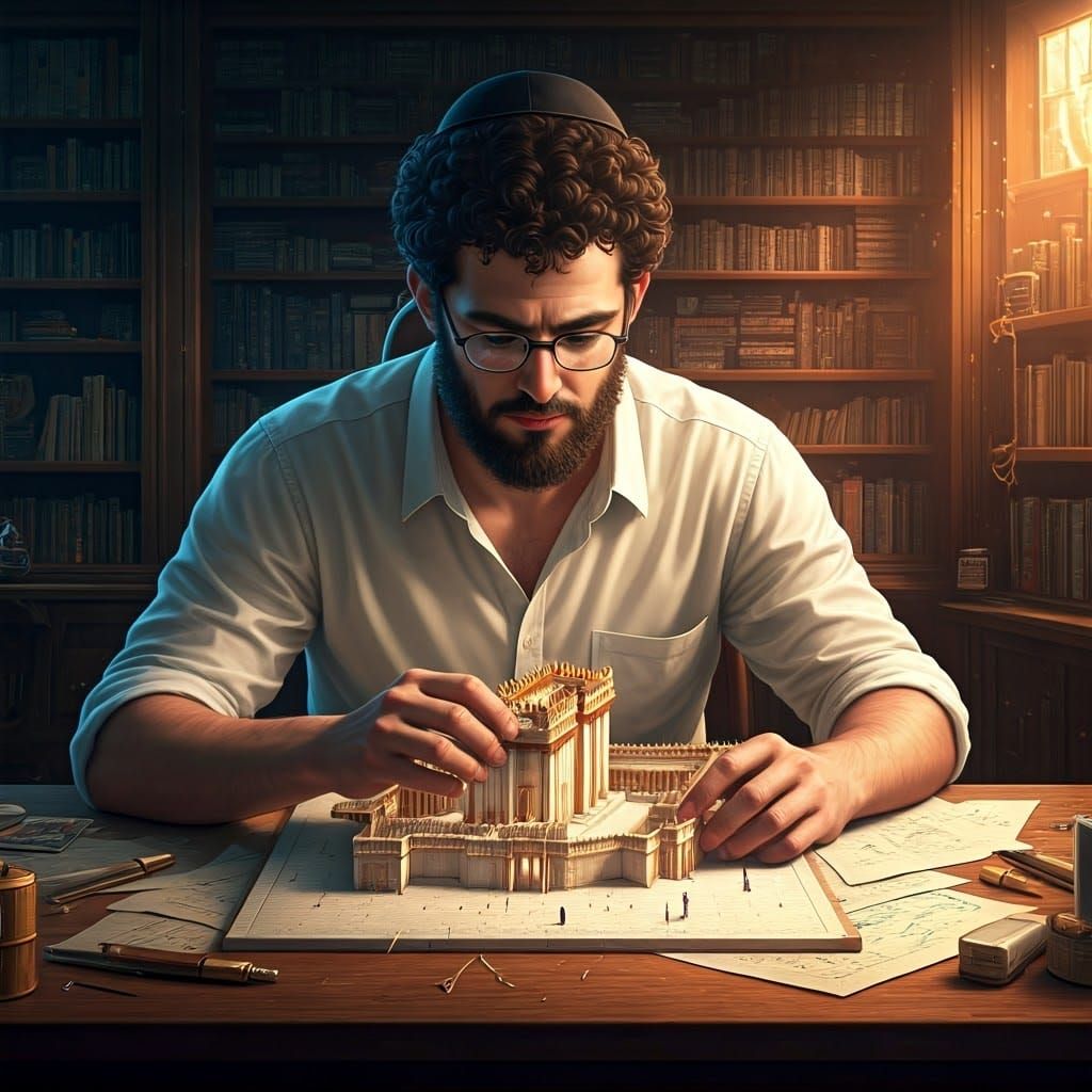Intricate Jewish Temple Models in 3D Anime Style