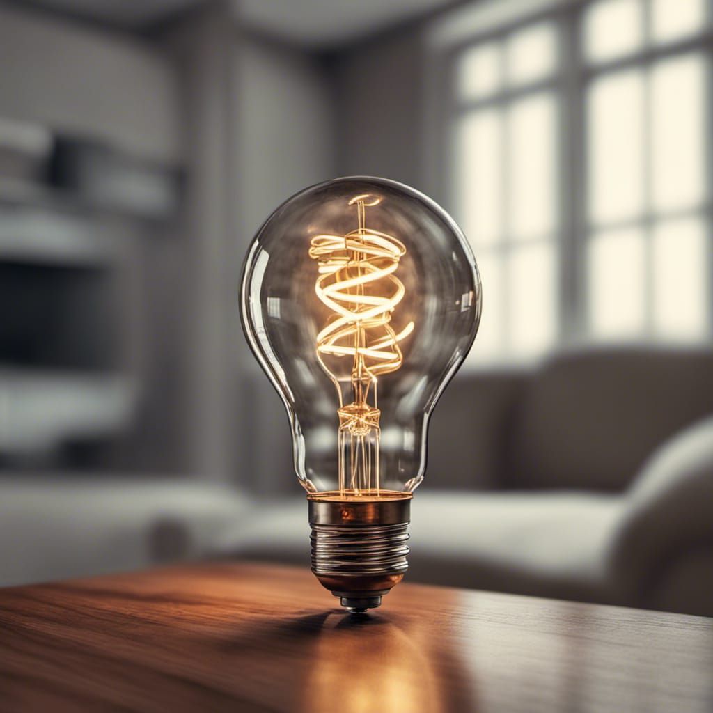Bright Light Bulb in Sitting Room: Hyperrealistic 3D Render