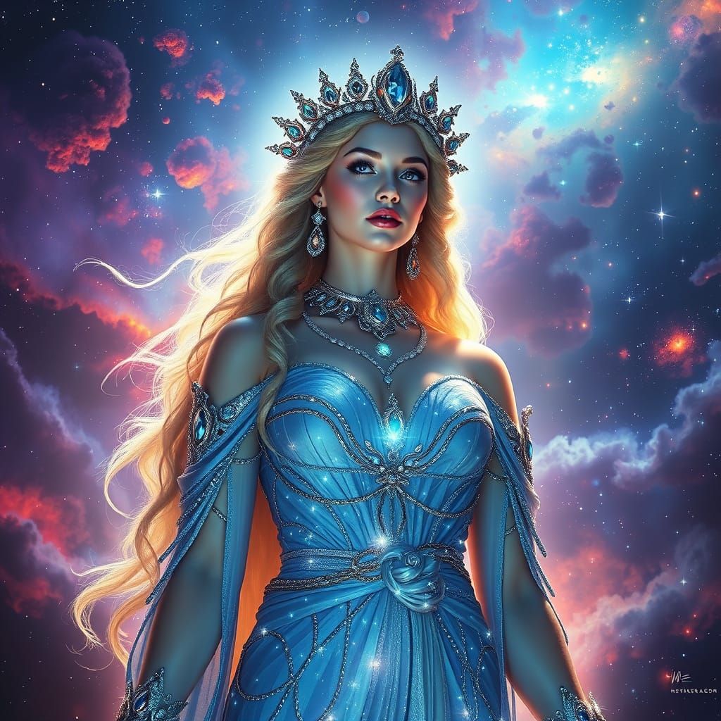 Goddess of Starlight Emerges from Cosmic Nebula