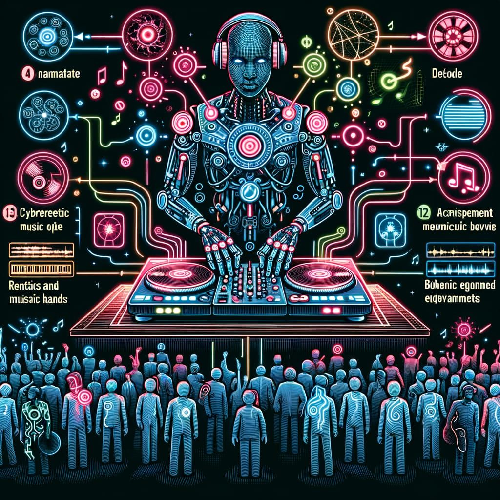 Infographic of Cybernetic DJ Connecting Music and Crowd