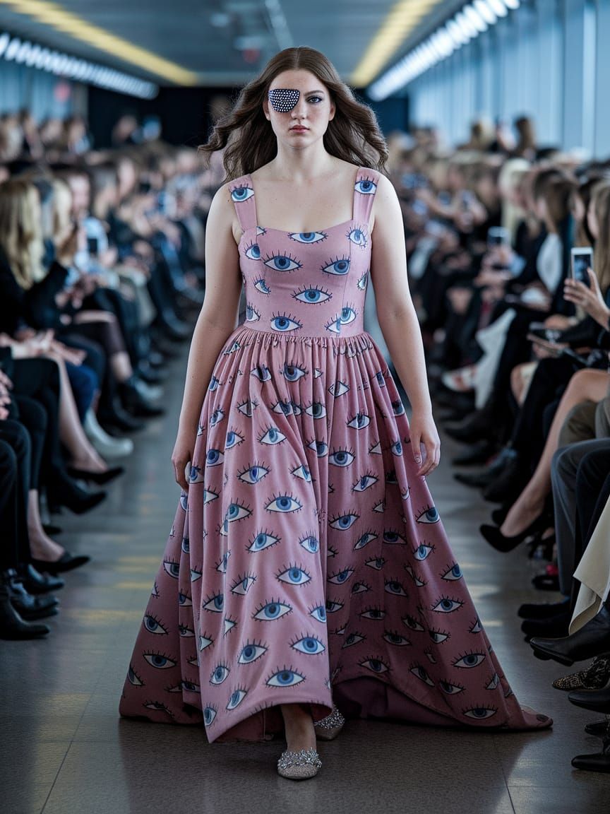 Confident Swedish Model Struts Down Runway in Iridescent Dre...