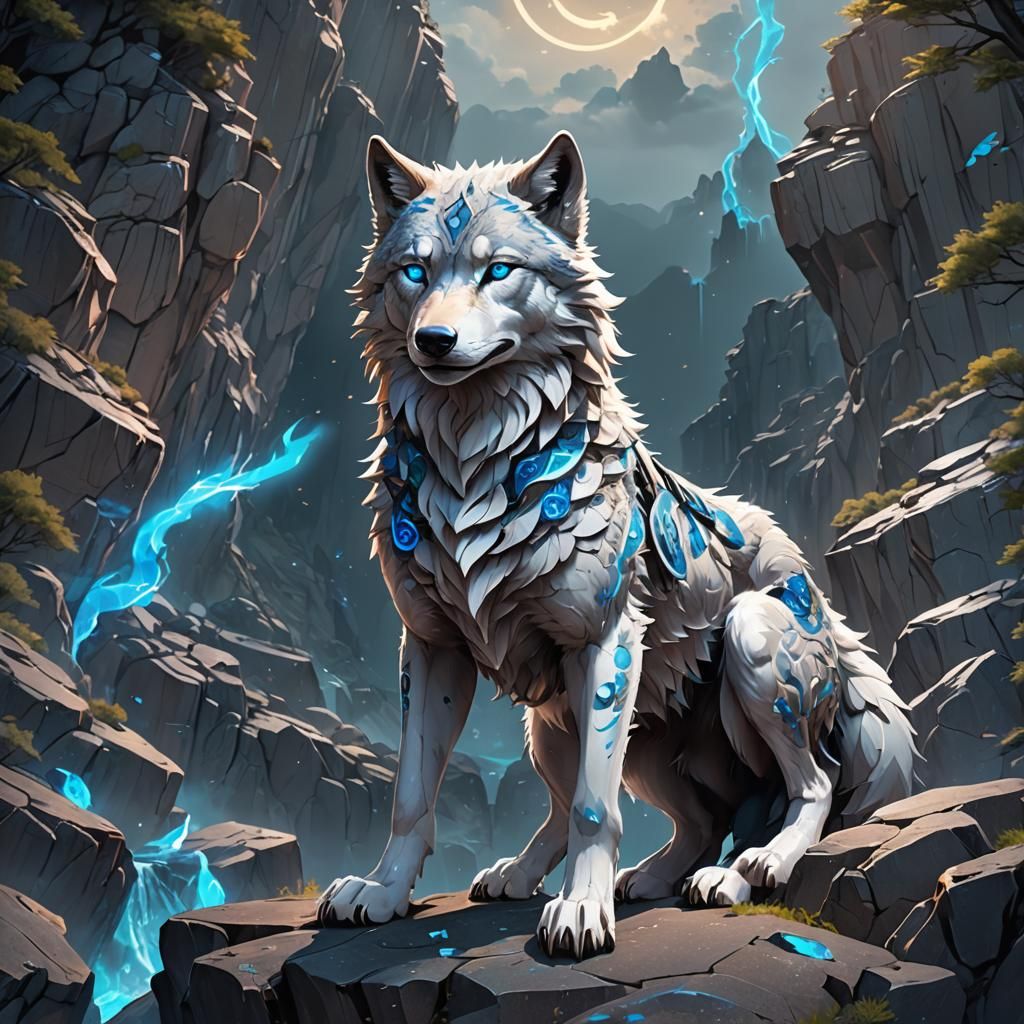 Majestic Wolf Tattoo Design in Anime Style