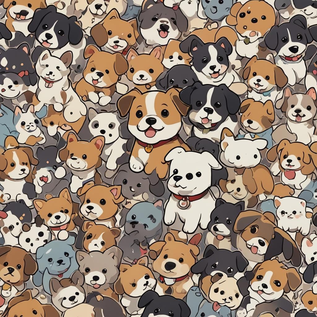 Kawaii Cute Dog in Anime Style