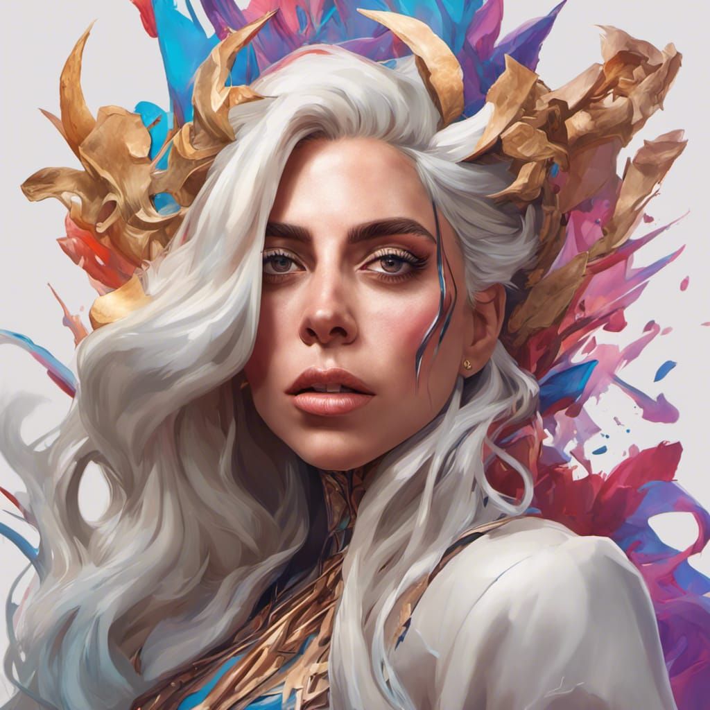 Lady Gaga Portrait in Hyperdetailed Digital Art Style