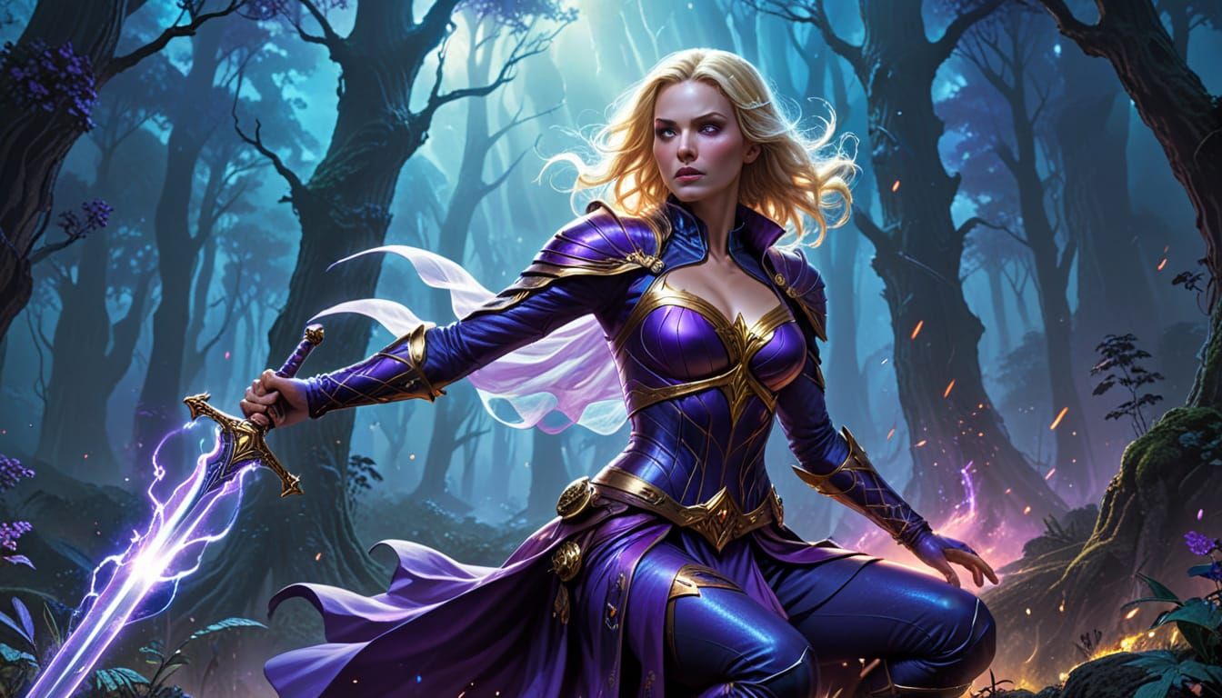 Mystical Forest Warrior in Comic Book Style