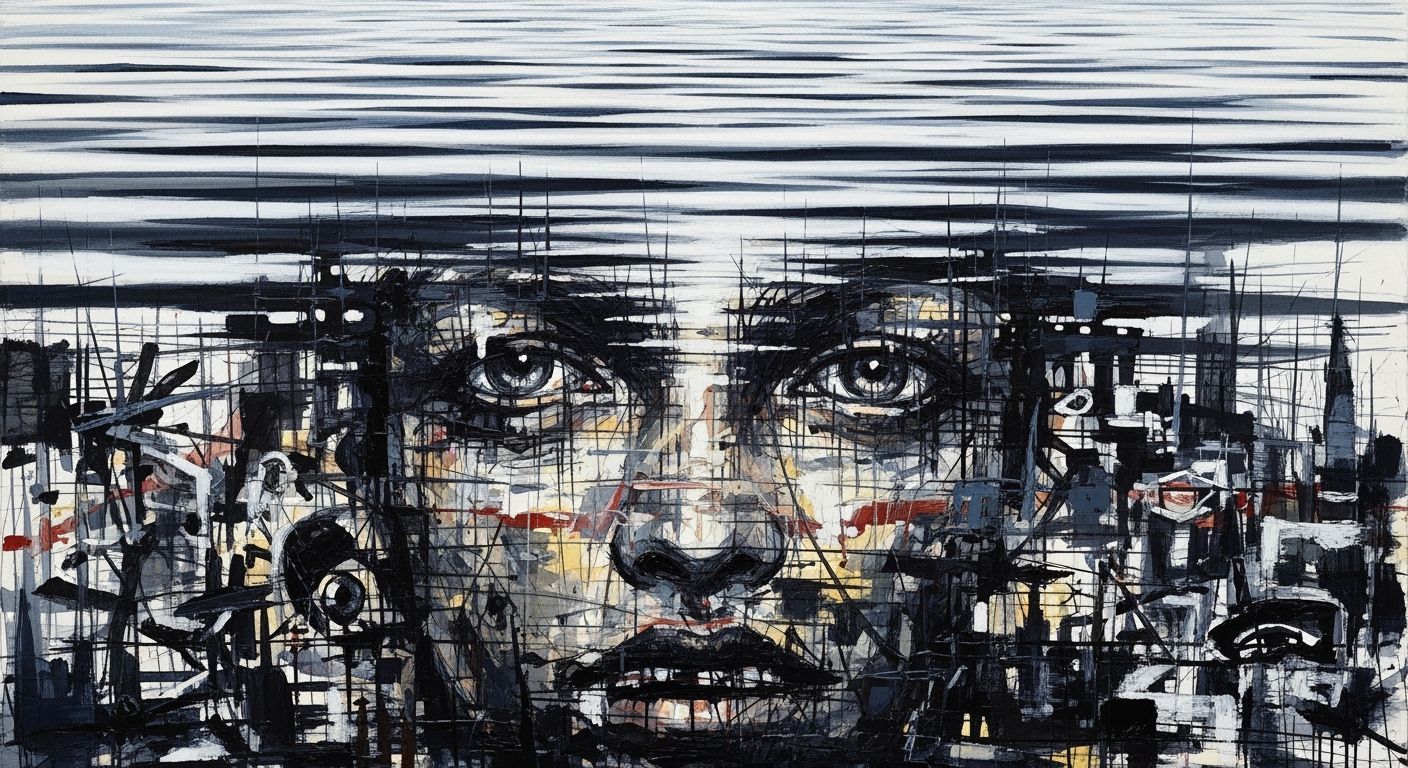 Unsettling Ink Wash Painting with Hidden Shapes