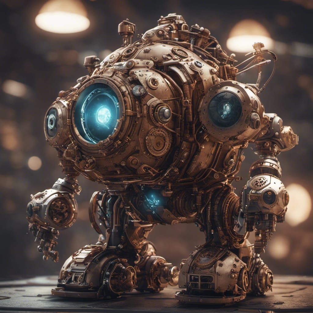 Steampunk Mario Mech in Cinematic Sci-Fi Style