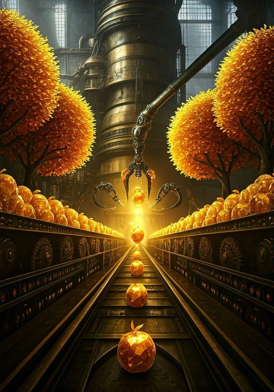 Steampunk Apple Factory with Shimmering Jewels