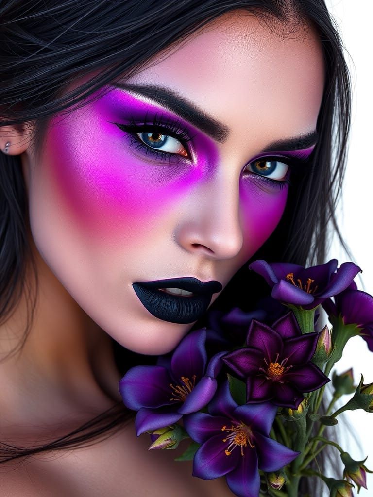 Ethereal Violet Goddess in Ebony Bloom