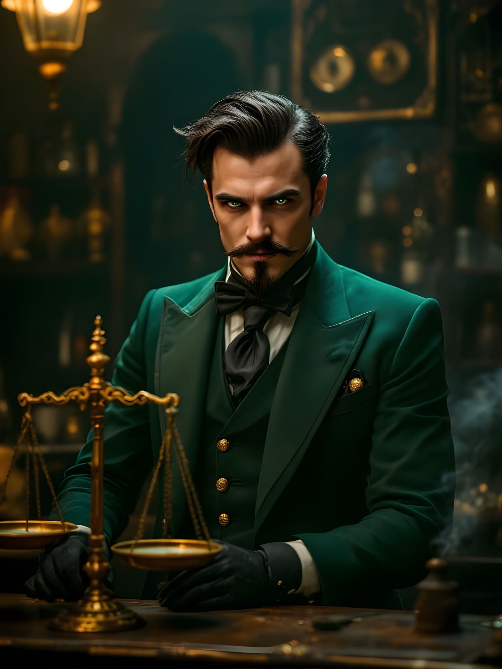 Steampunk Lucifer in a Dark Pawn Shop