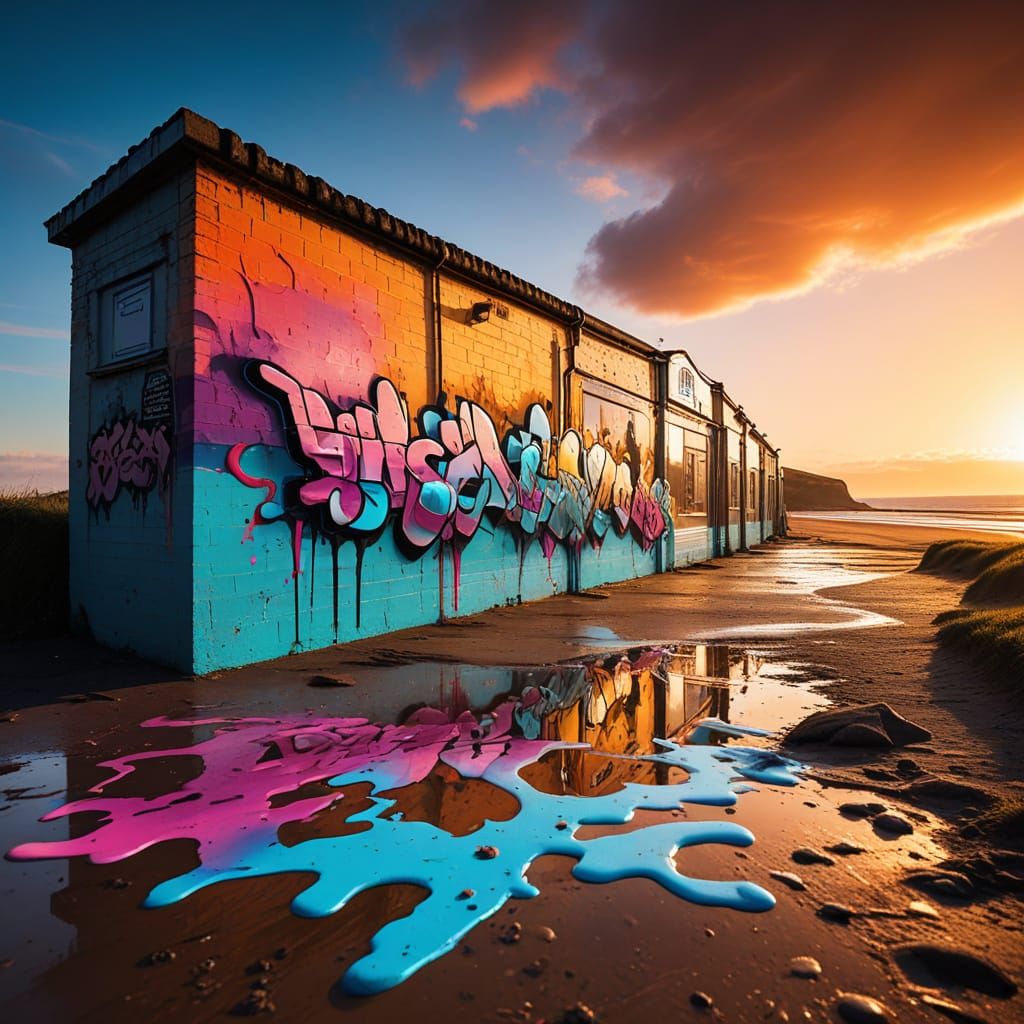 Vibrant Sunset Street Art at Compton Bay