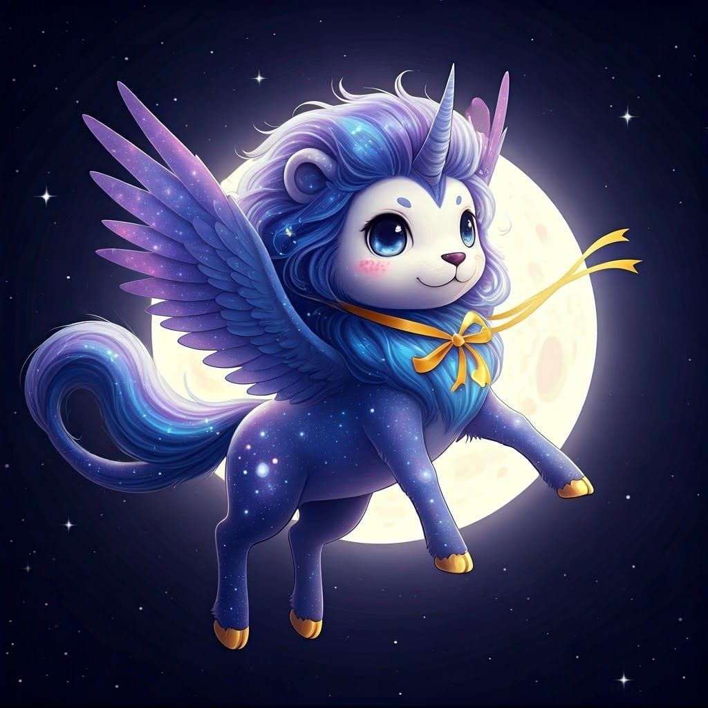 Galaxy Pegasus with Lion Tail and Wings, by Studio Ghibli