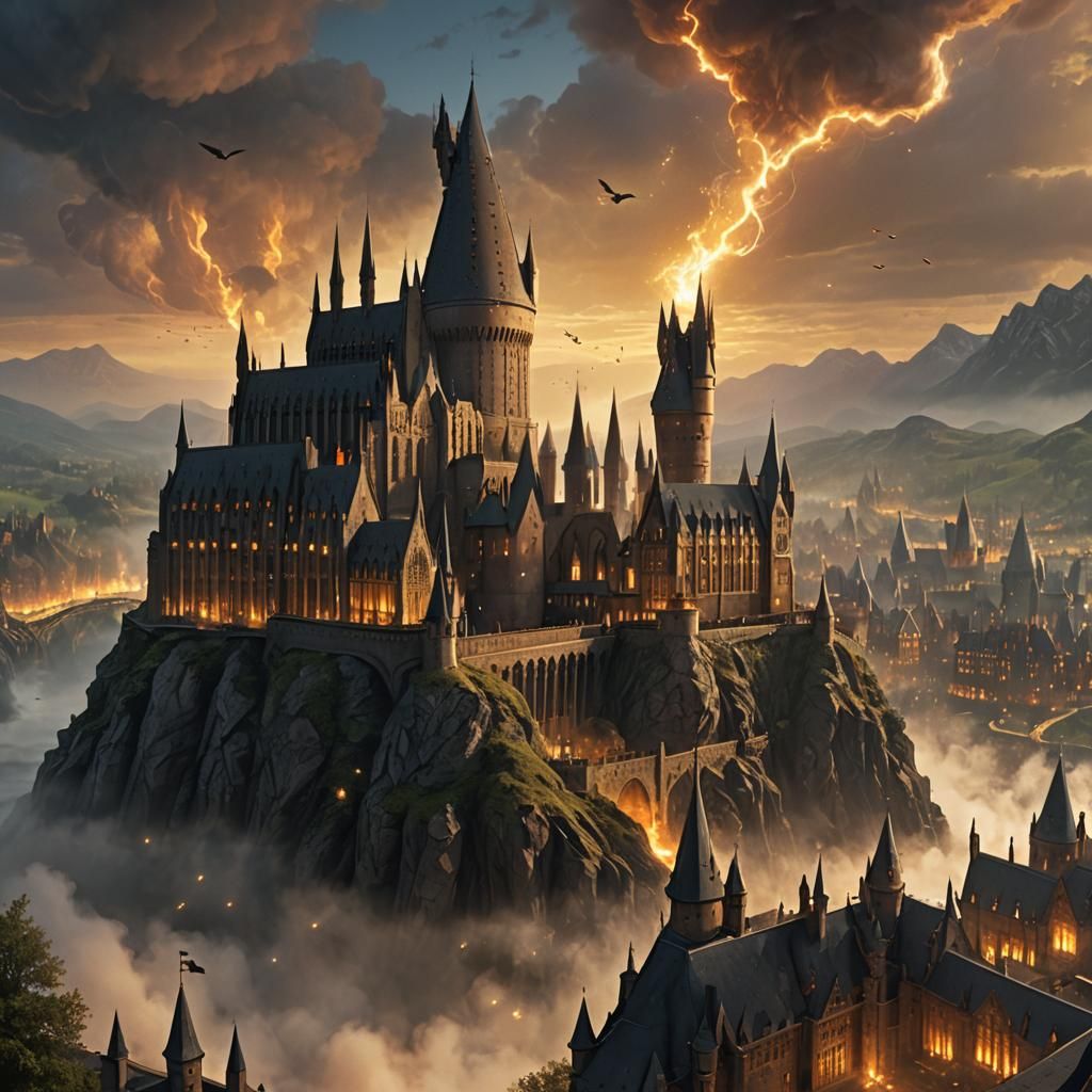 Harry Potter in Hogwarts Stadium: Oil Painting